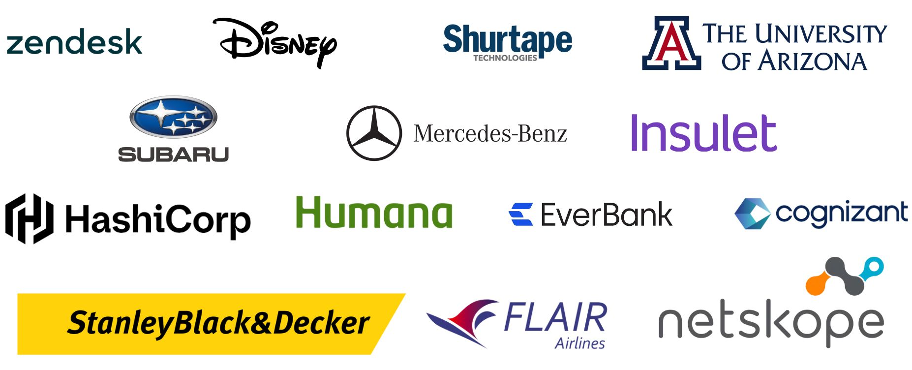 Companies we've booked meetings at including Zendesk, Disney, Mercedes-Benz, HashiCorp, Stanley Black and Decker and more